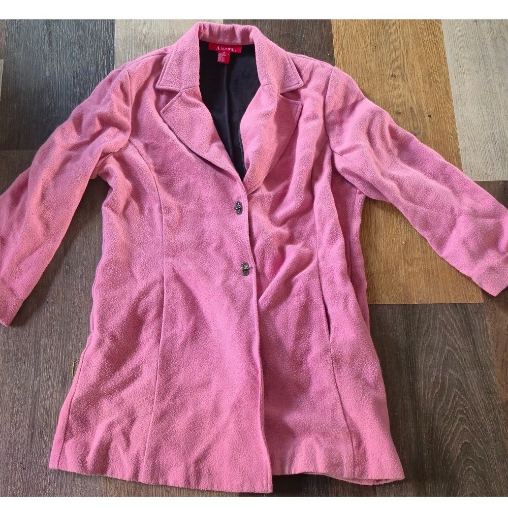 A LINE Pink Fleece Blazer Coat Turn Lock Closure‎ Women Size 18 Notched Lapel